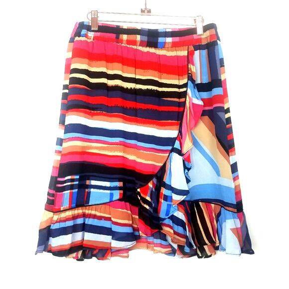 Catherine Malandrino | Multicolored Ruffle Skirt Abstract Colorful New! Medium - Picture 1 of 6